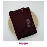 Geborduurd t-shirt in bordeaux met naam of tekening