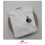 Geborduurd t-shirt in wit met naam of tekening