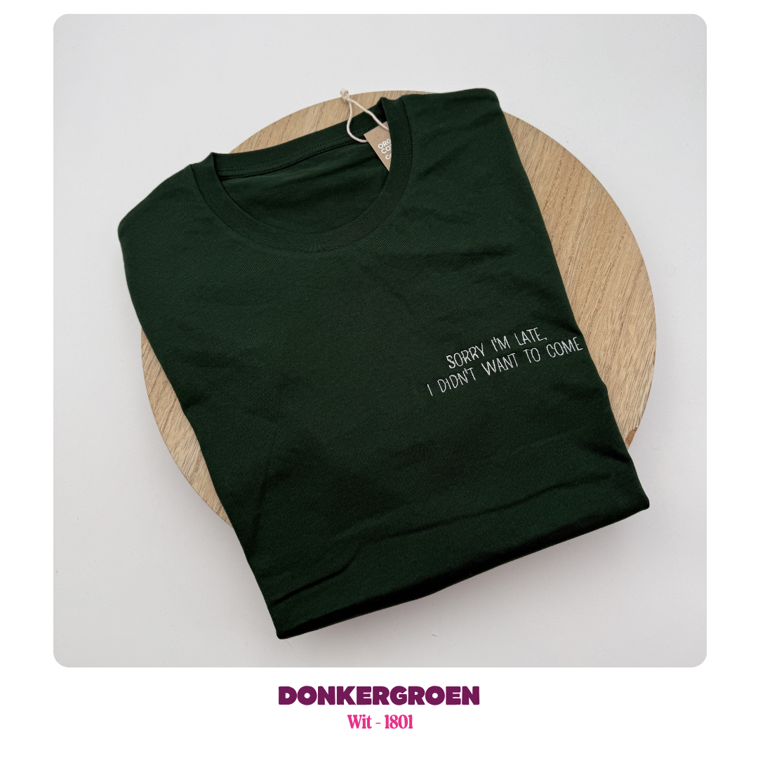 Geborduurd t-shirt in donkergroen met naam of tekening