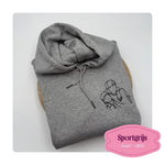 hoodie geborduurd met foto van kinderen omrand MBroidery