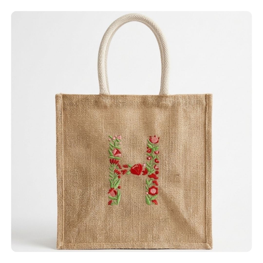 Jute tas midi - Letter H