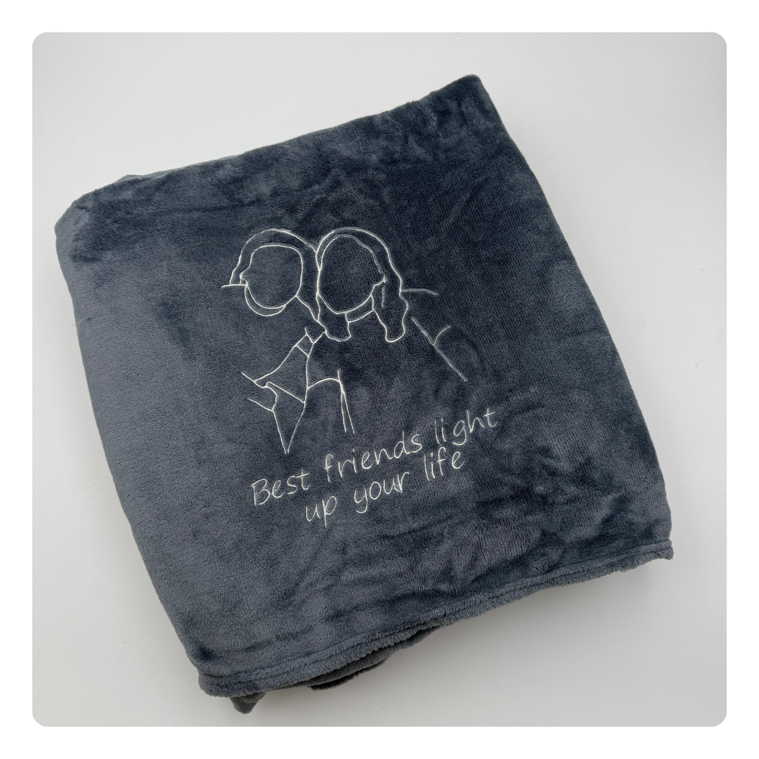 geborduurd fleece deken met tekst of foto 