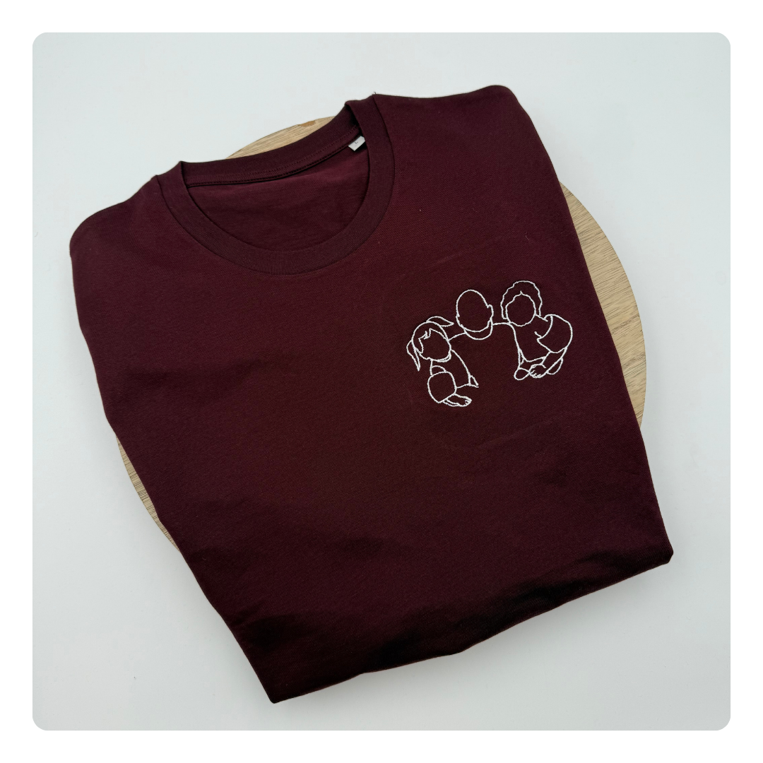 bordeaux t-shirt met lijntekening vaderdag cadeau