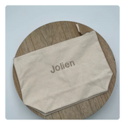 Toilettas met naam of lijntekening – handgemaakt in België