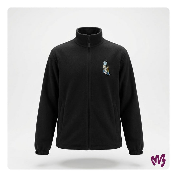 fleece jas zwart geborduurd met foto van gezien MBroidery