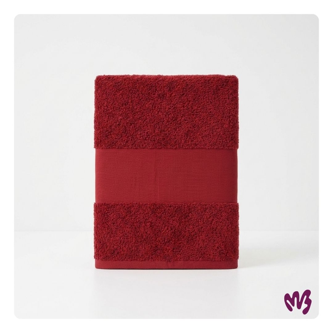 Geborduurde handdoek bordeaux
