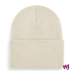 Geborduurde muts in beige