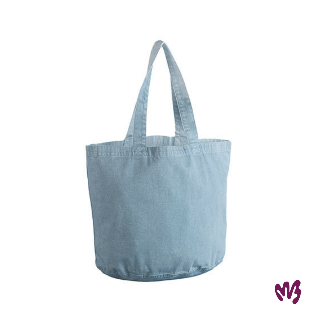 Geborduurde tote bag in lichtblauw