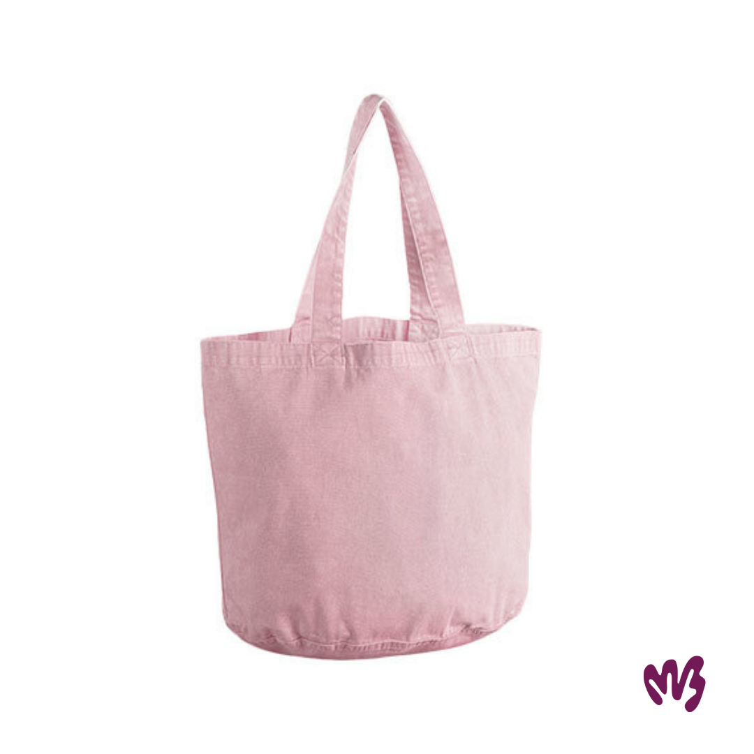 Geborduurde tote bag in lichtroze