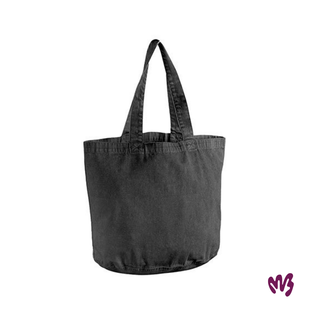 Geborduurde tote bag in zwart
