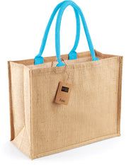 Jute tas - natuur/blauw