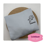 Lichtblauwe gepersonaliseerde geborduurde sweater op maat, aandenken aan overleden persoon MBroidery"