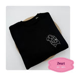 Zwarte unisex sweater met persoonlijk borduurwerk op maat, MBroidery