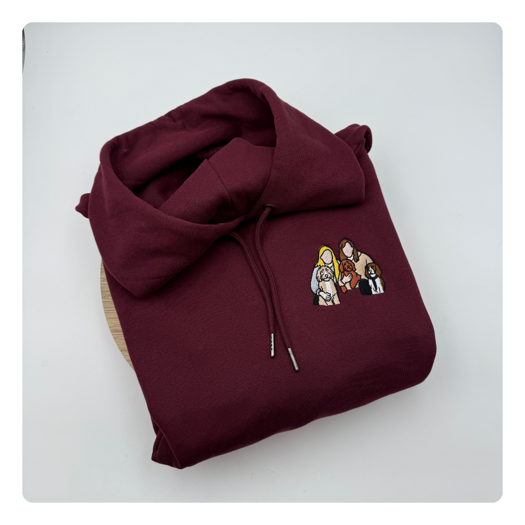 Hoodie met lijntekening of afbeelding – handgemaakt in België”